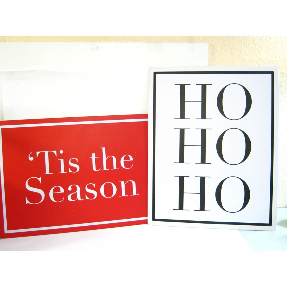 Set Large Metal Christmas Holiday Wall Door Window Hanging Signs